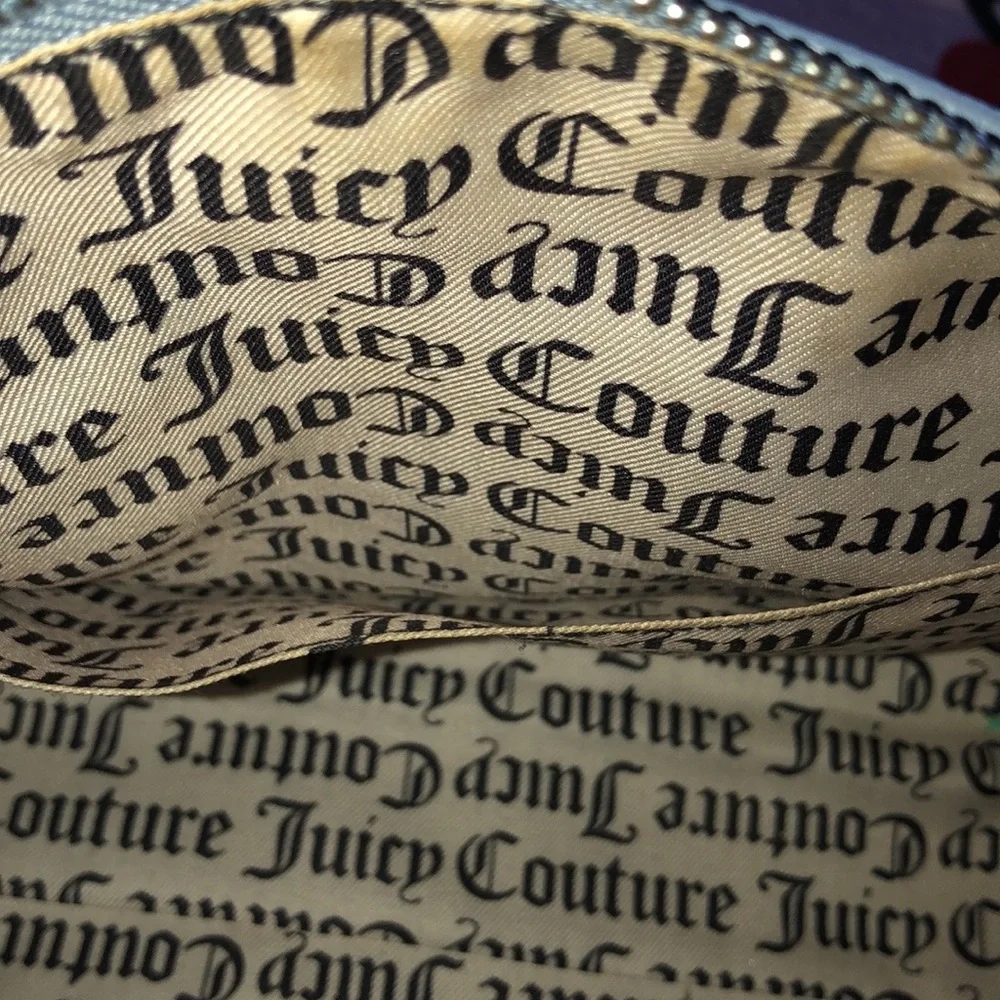 Juicy Couture Light Blue Rhinestone Logo Satchel